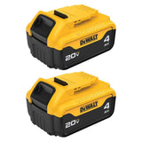 DEWALT 20V MAX Compact Lithium-Ion 2.0Ah Battery Pack (2 Pack) and 20V MAX Lithium-Ion 4.0Ah Battery Pack (2 Pack)