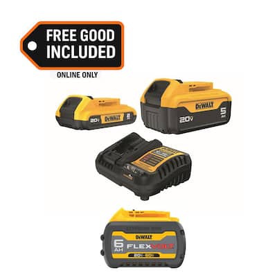 20V MAX Lithium-Ion Battery Kit with 5.0 Ah and 2.0 Ah Battery Packs Charger and 6.0 Ah FLEX VOLT 60V/20V Battery Pack