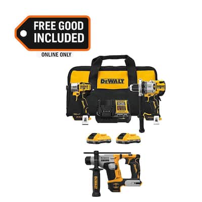 20-Volt MAX Lithium-Ion Cordless 2-Tool Combo Kit and 5/8 in. SDS Plus Hammer Drill w/ (2) 4 Ah Batteries, Charger & Bag