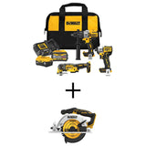 DEWALT 20V Lithium-Ion Cordless 3-Tool Combo Kit and 20V Circular Saw with FLEXVOLT 9 Ah and 20V 6 Ah Batteries and Charger