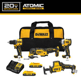 DEWALT ATOMIC 20-Volt Lithium-Ion Cordless Brushless Combo Kit (4-Tool) with (2) 2.0Ah Batteries, Charger and Bag