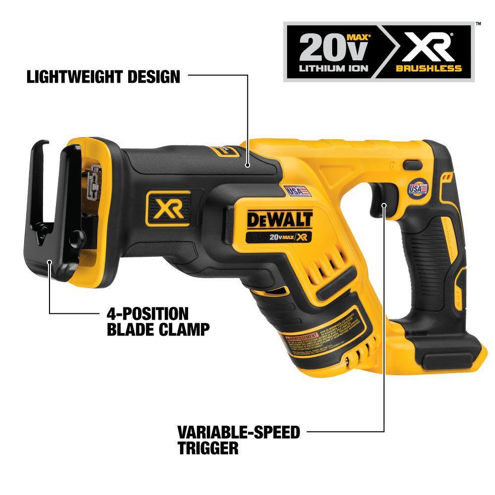 DEWALT 20V MAX XR Cordless Brushless Compact Reciprocating Saw Kit with Battery and Charger