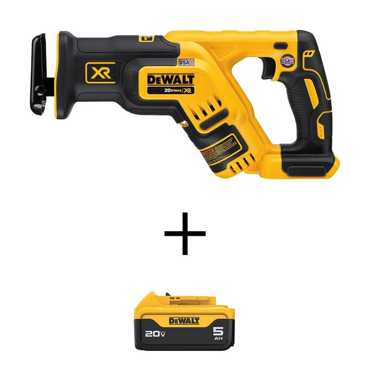 DEWALT 20V MAX Cordless Brushless Compact Reciprocating Saw with 5.0Ah Battery