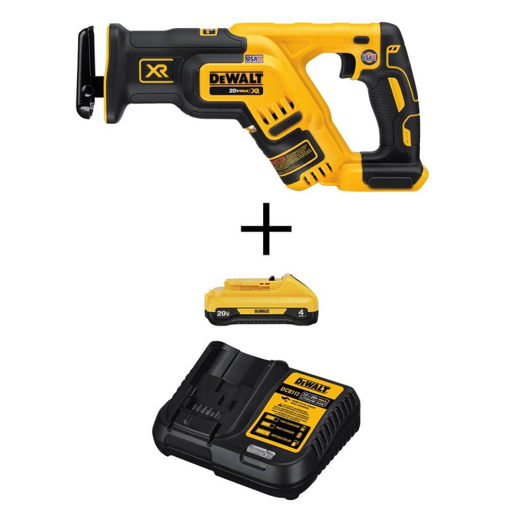 DEWALT 20V MAX XR Cordless Brushless Compact Reciprocating Saw with Battery and Charger