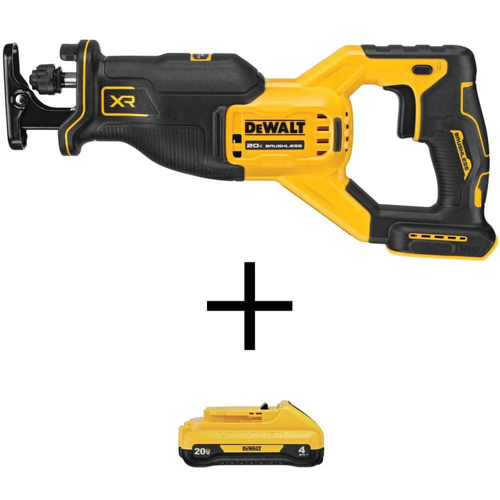 DEWALT 20V MAX XR Cordless Brushless Reciprocating Saw with 4.0Ah Battery Pack