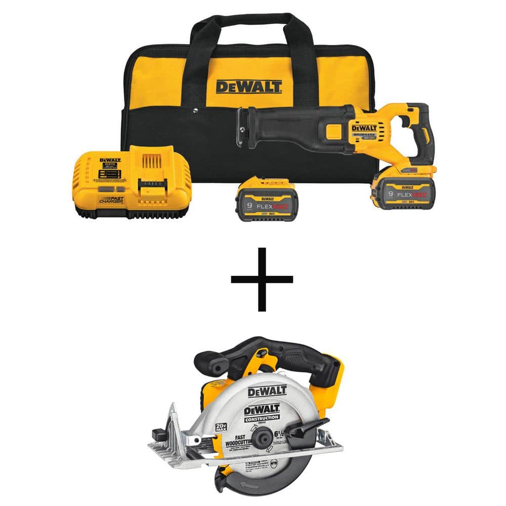 DEWALT FLEXVOLT 60V MAX Cordless Reciprocating Saw and 20V Circular Saw Kit with Batteries