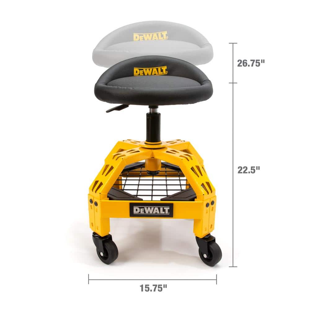 DEWALT 24 in. H x 16 in. W x 16 in. D Adjustable Shop Stool with Casters