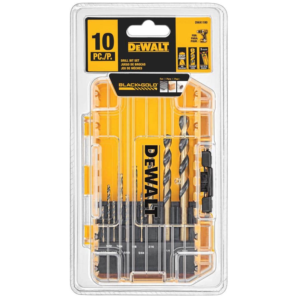 DEWALT Black and Gold Twist Drill Bit Set (10-Piece)