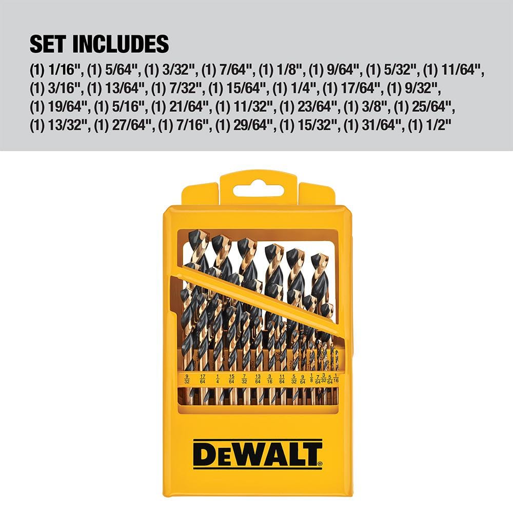 DEWALT Black and Gold Drill Bit Set, Black Oxide, Split Point, 29-Piece (DWA1189)