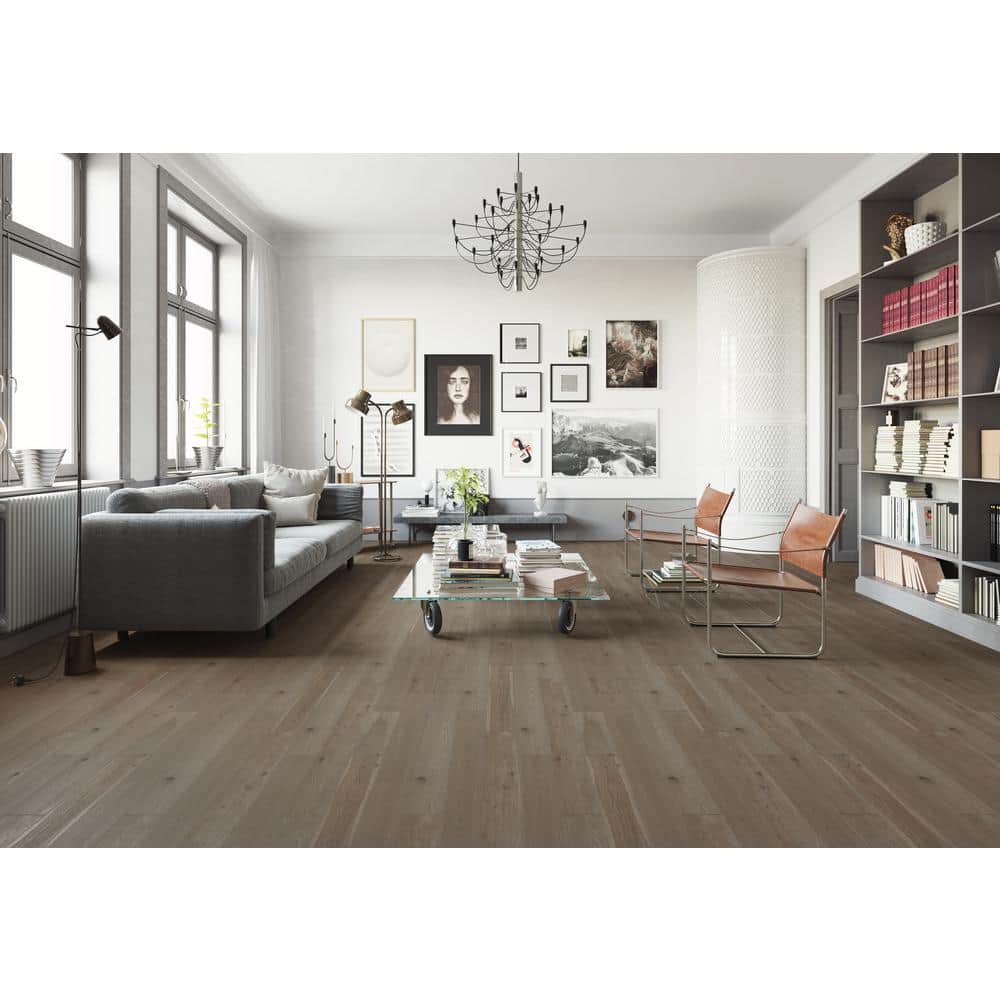 ACQUA FLOORS Dexter Oak 1/4 in. T x 5 in. W Click Lock Wire Brushed Engineered Hardwood Flooring (16.68 sq.ft./case)