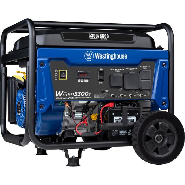 Westinghouse WGen5300s 6,600/5,300 Watt Gas Powered Portable Generator with Electric Start and Transfer Switch Outlet for Home Backup