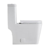 1-Piece 1.28 GPF Dual Flush Ceramic Square Elongated Toilet in White, Seat Included - Super Arbor