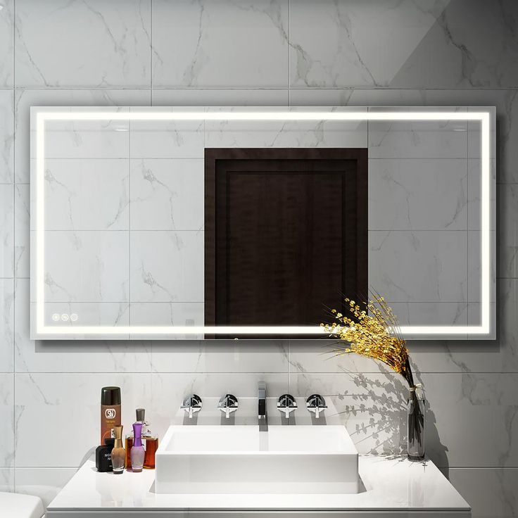 72 in. x 36 in. LED Lighted Single Frameless Bathroom Mirror