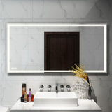 72 in. x 36 in. LED Lighted Single Frameless Bathroom Mirror