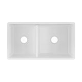 Farmhouse Apron Front Fireclay 33 in. 40/60 Double Bowl Kitchen Sink in White with Grids and Strainers - Super Arbor