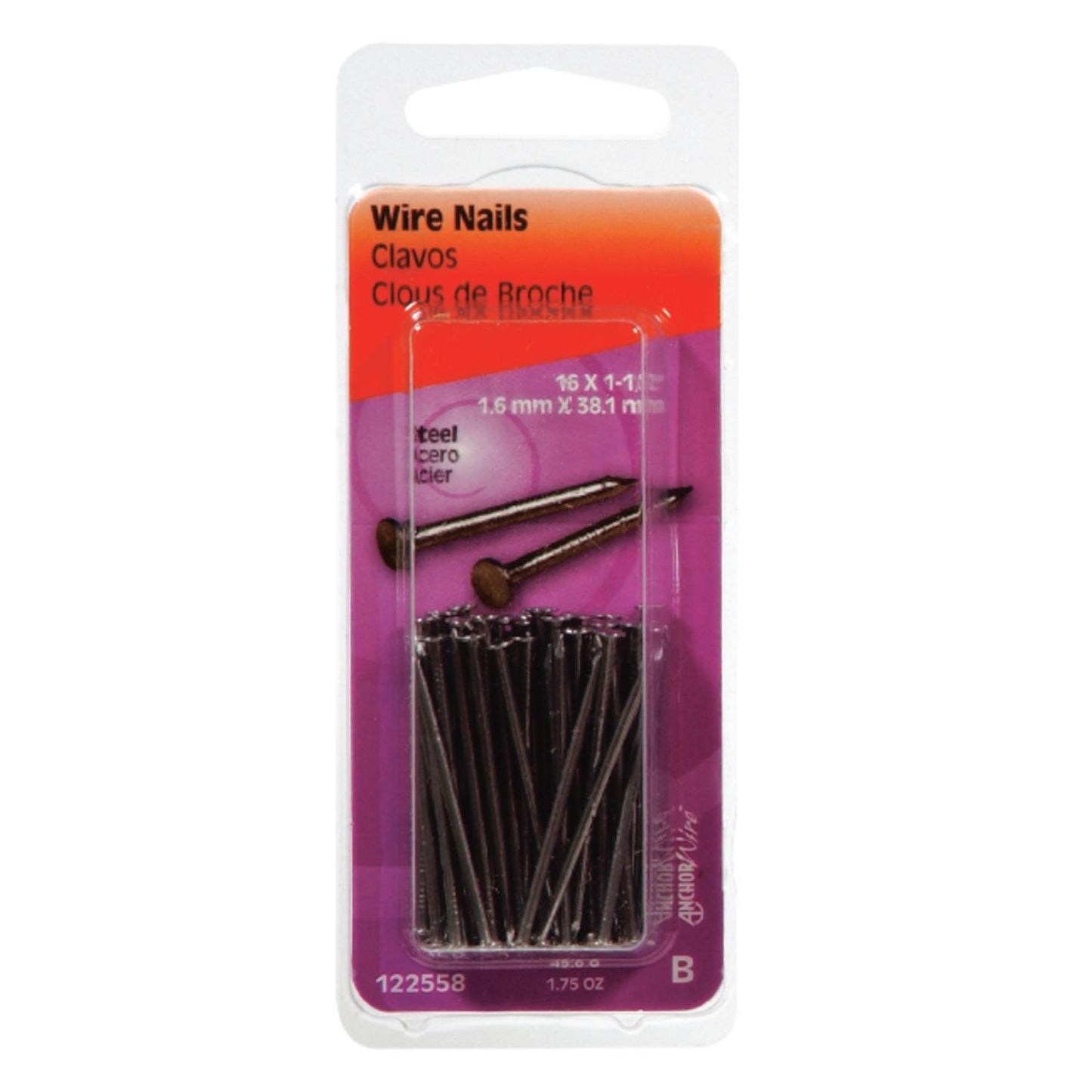 Hillman 1-1/2 in. Wire Bright Steel Nail Flat Head