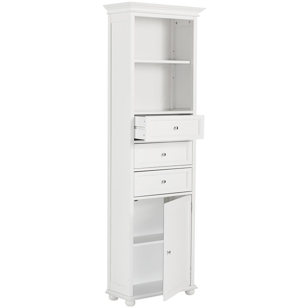 Hampton Harbor 22 in. W x 10 in. D x 67-1/2 in. H Linen Cabinet in White - Super Arbor