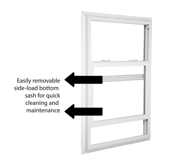 RELIABILT 105 Series New Construction 31-1/2-in x 59-1/2-in x 2-5/8-in Jamb White Vinyl Low-e Argon Single Hung Window with Grids Half Screen Included