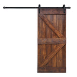 36 in x 84 in K Series DIY Dark Walnut Finished Knotty Pine Wood Sliding Barn Door Slab with Hardware Kit - Super Arbor