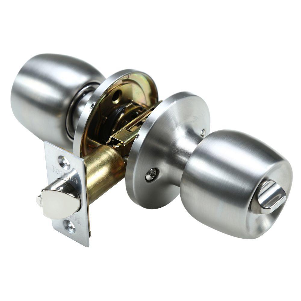 Malaga Keyed Entry Door Knob Lock Set in Satin Stainless Steel - Super Arbor