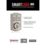 SmartCode Satin Nickel Single Cylinder Electronic Deadbolt featuring SmartKey Security and Juno Passage Knob - Super Arbor