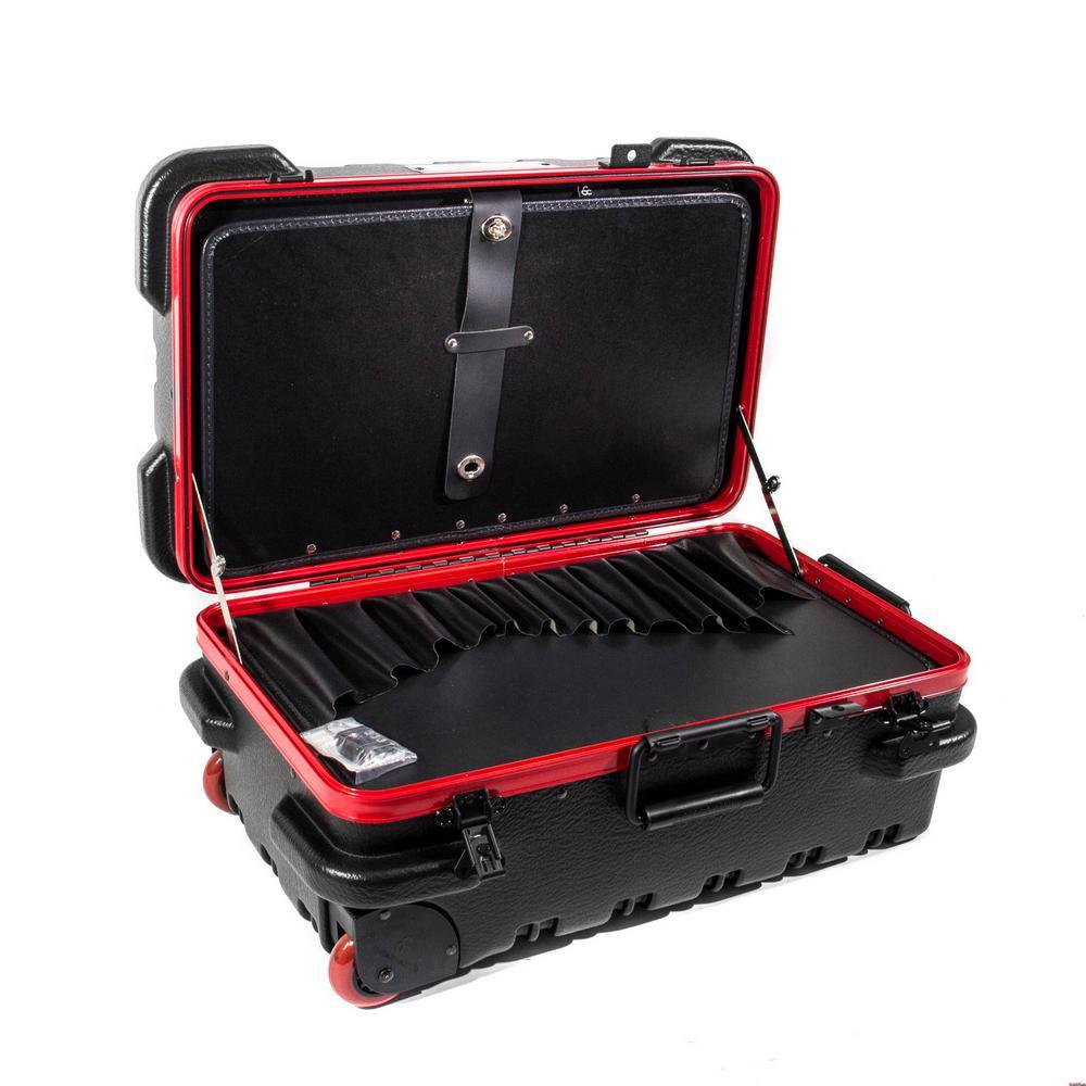 14 in. Slim Line Military-Style Wheeled Tool Case in Black - Super Arbor