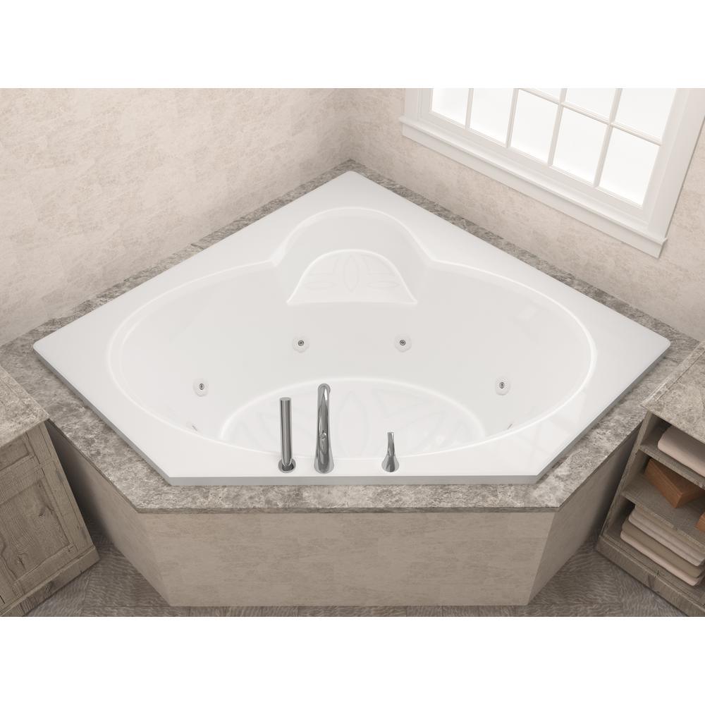 Malachite 5 ft. Acrylic Corner Drop-in Whirlpool Bathtub in White - Super Arbor