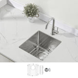 Modena 15 in. x 17 in. Stainless Steel Undermount Bar Sink, RV Sink or Kitchen Prep Sink, 16-Guage