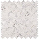 MSI Calacatta Cressa Herringbone 12 in. x 12 in. x 10 mm Honed Marble Mesh-Mounted Mosaic Tile (9.4 sq. ft. / case)