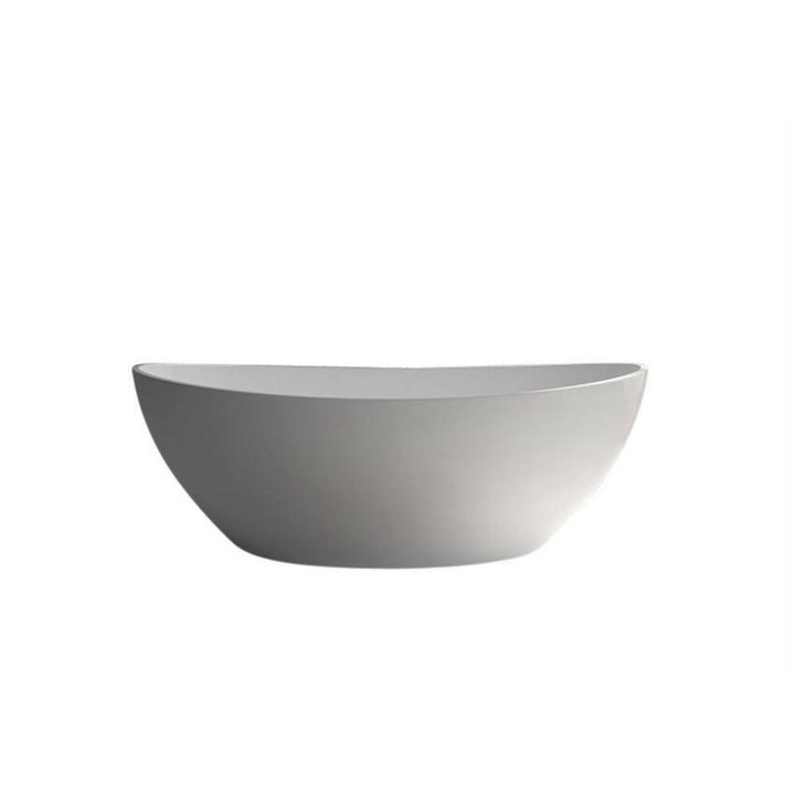 71 in. Stone Resin Flatbottom Freestanding Non-Whirlpool Bathtub in White Matt - Super Arbor
