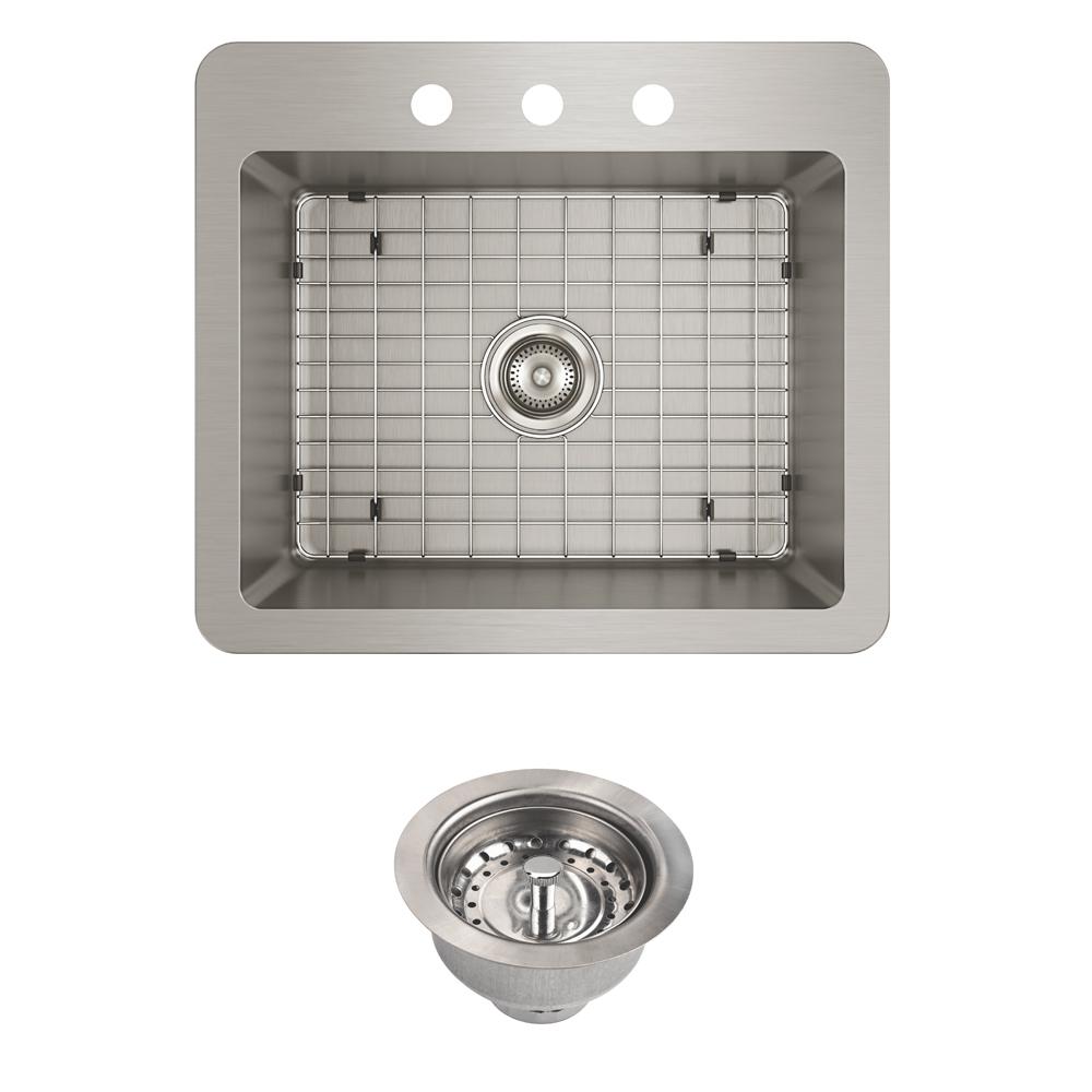 Avenue Drop-in/Undermount Stainless Steel 33 in. Single Bowl Kitchen Sink with Bottom Grid - Super Arbor