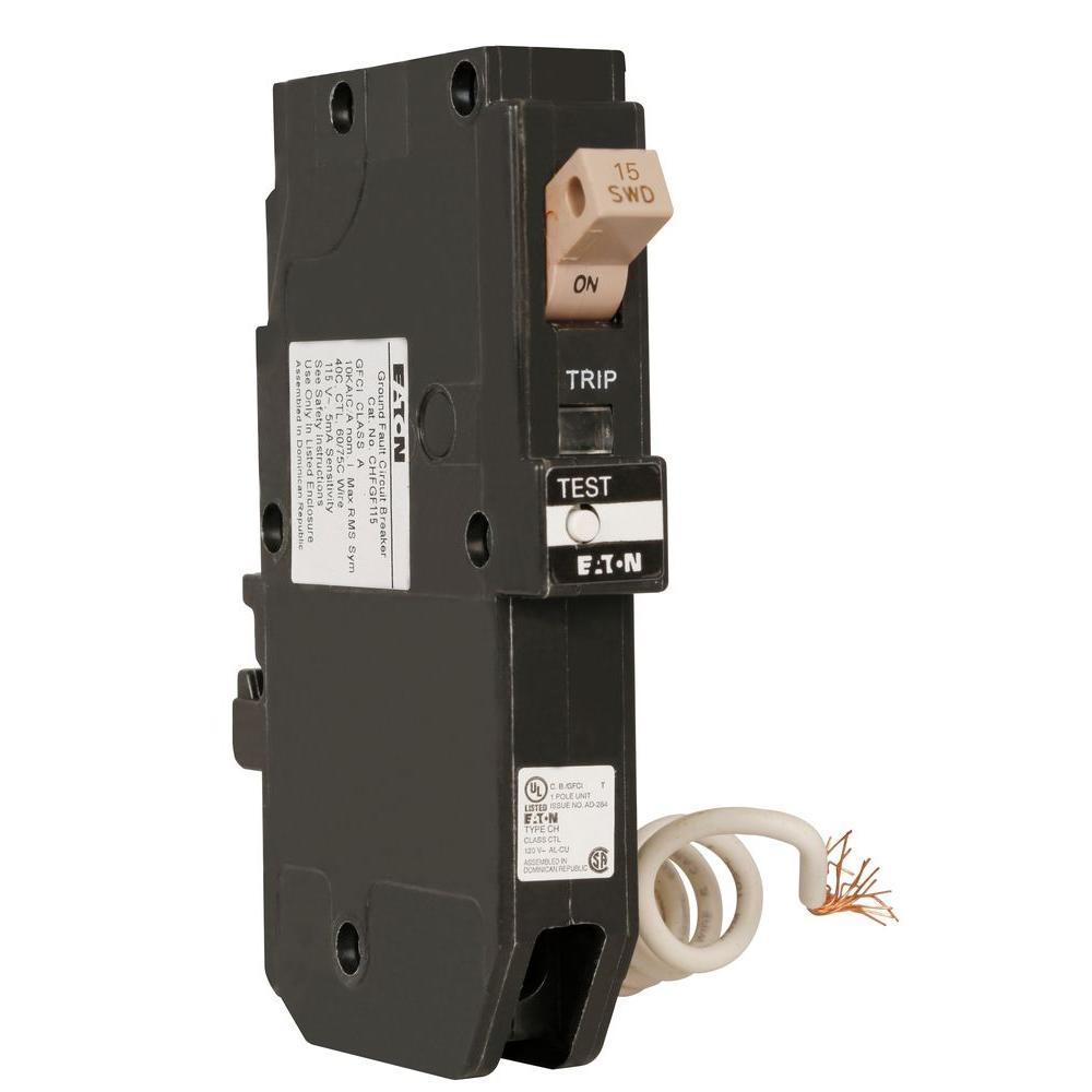 CH 15 Amp 1-Pole Self Test Ground Fault Circuit Breaker with Trip Flag - Super Arbor