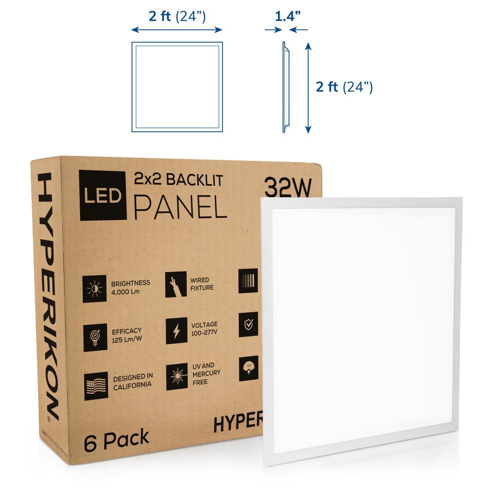 2 ft. x 2 ft. White Integrated LED Dimmable Back Lit Panel 5000K (6-Pack) - Super Arbor