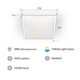 Commercial Electric 2 ft. x 2 ft. 4250 Lumens Non-Dimmable White Integrated LED Flat Panel Ceiling Flush Mount Light Fixture Selectable 5CCT