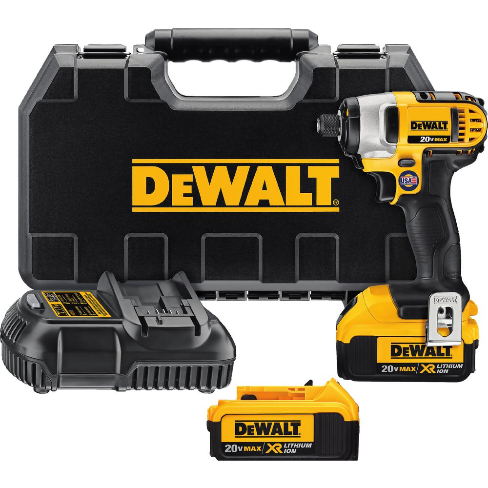 20-Volt MAX Lithium-Ion Cordless 1/4 in. Impact Driver Kit with (2) Batteries 4Ah, Charger and Case - Super Arbor