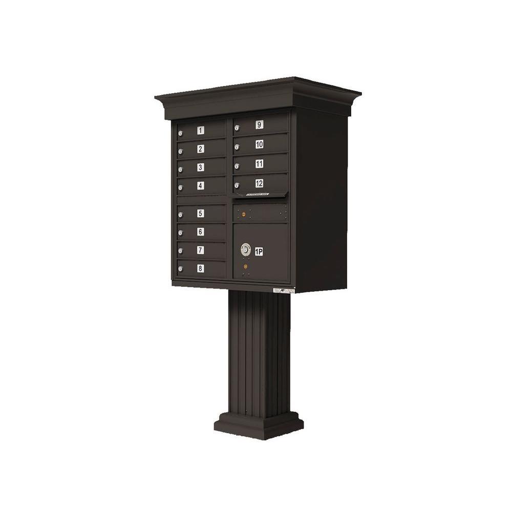 Vital 12-Mailboxes 1-Parcel Locker 1-Outgoing Pedestal Mount Cluster Box Unit - Super Arbor