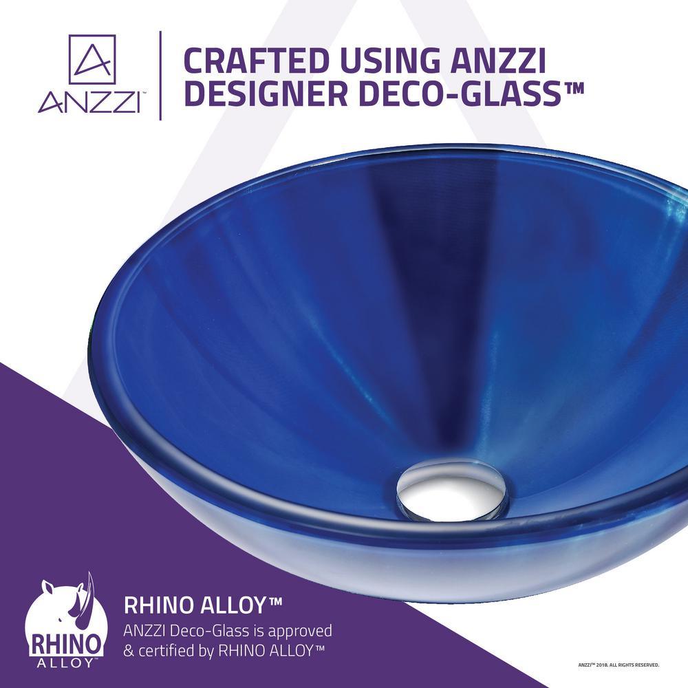 Meno Series Deco-Glass Vessel Sink in Lustrous Blue - Super Arbor