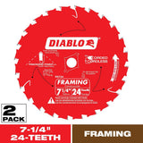 DIABLO Tracking Point 7-1/4 in. x 24-Tooth Framing Circular Saw Blade Value Pack (2-Pack)