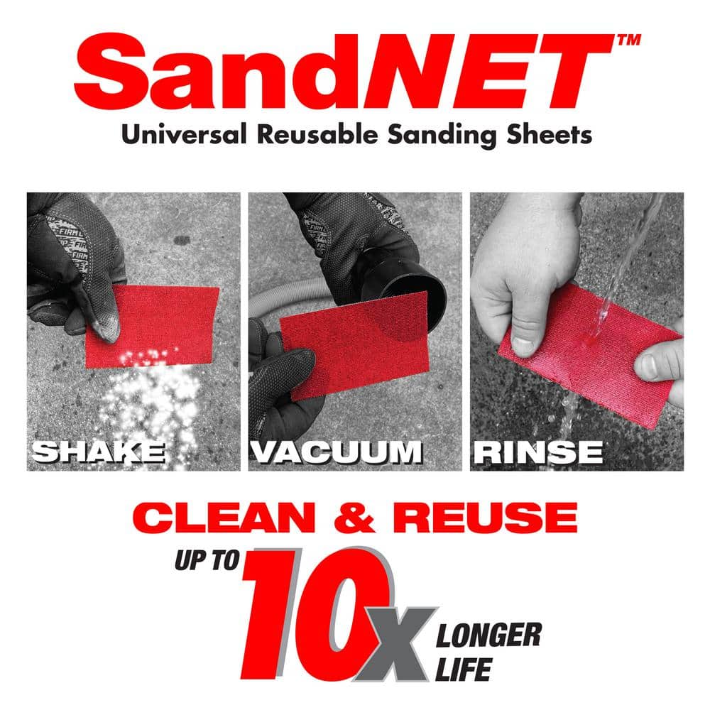 DIABLO 1/3 Sheet Reusable Hand Sanding Block with Assorted SandNET Faster Reusable Sheets (80,120,220 Grit) (30-Pieces)