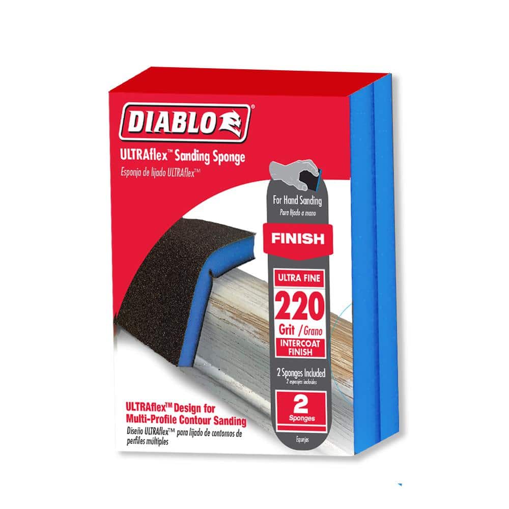 DIABLO 3.75 in. x 4.75 in. 220-Grit Ultra Fine Hand Sanding Sponge (100-Pack)