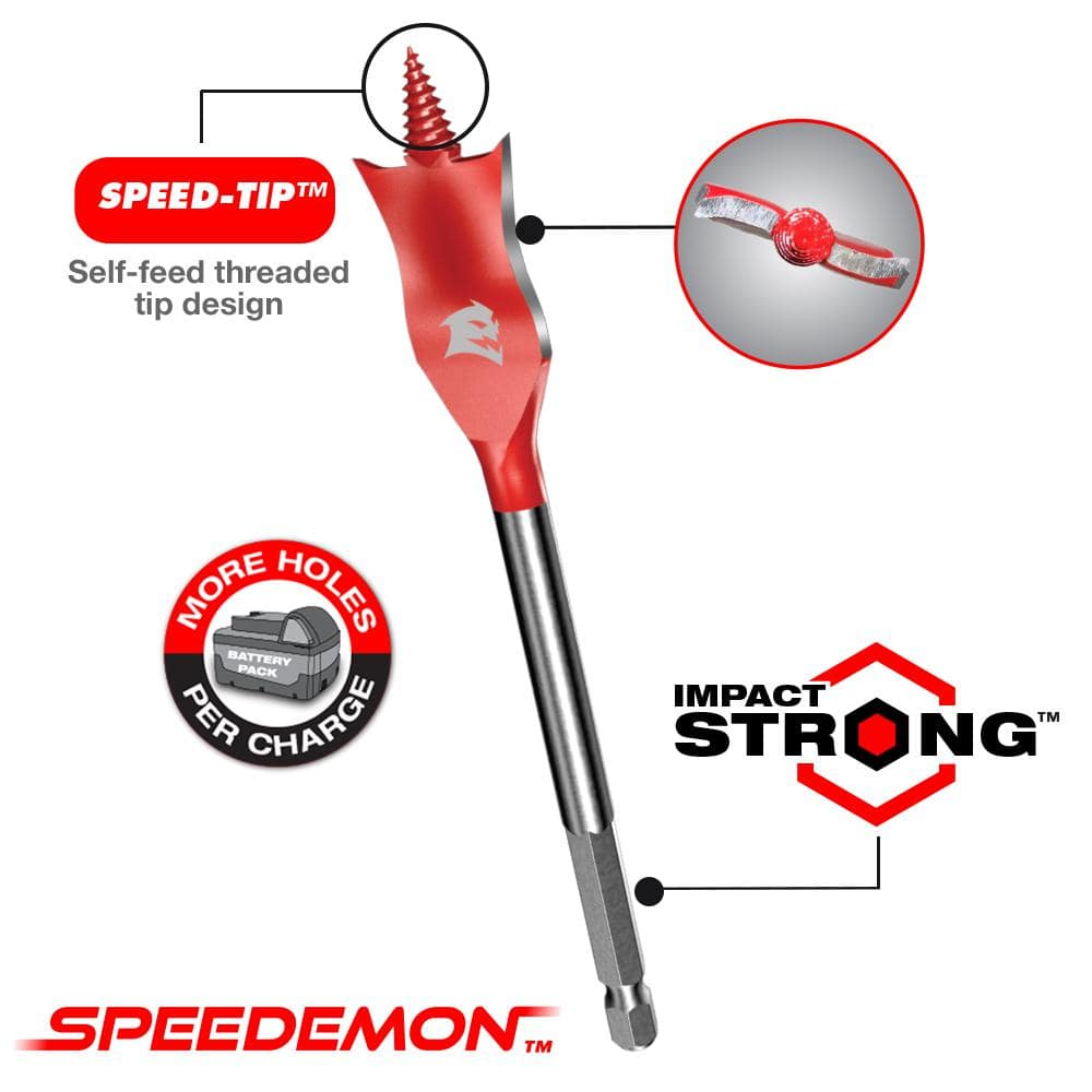 DIABLO Speed Demon High Speed Steel Spade Bit Set With Pouch (16-Piece)