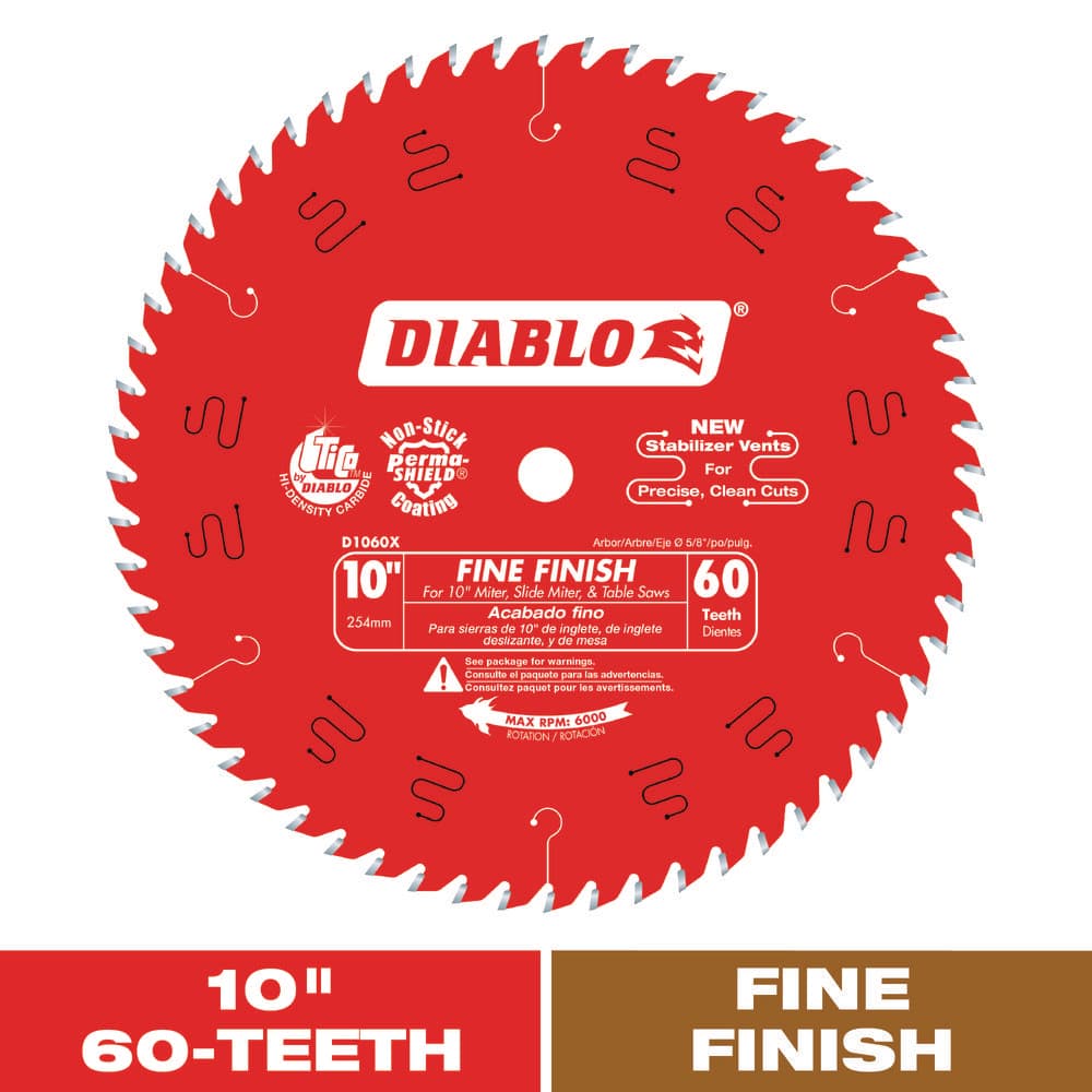 Diablo Fine Finish Circular Saw Blade for Wood 10" 60 Teeth