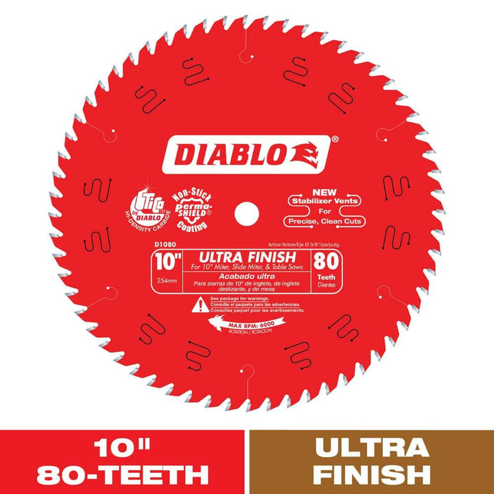 DIABLO 10in. x 80-Tooth Ultra Finish Saw Blade for Wood