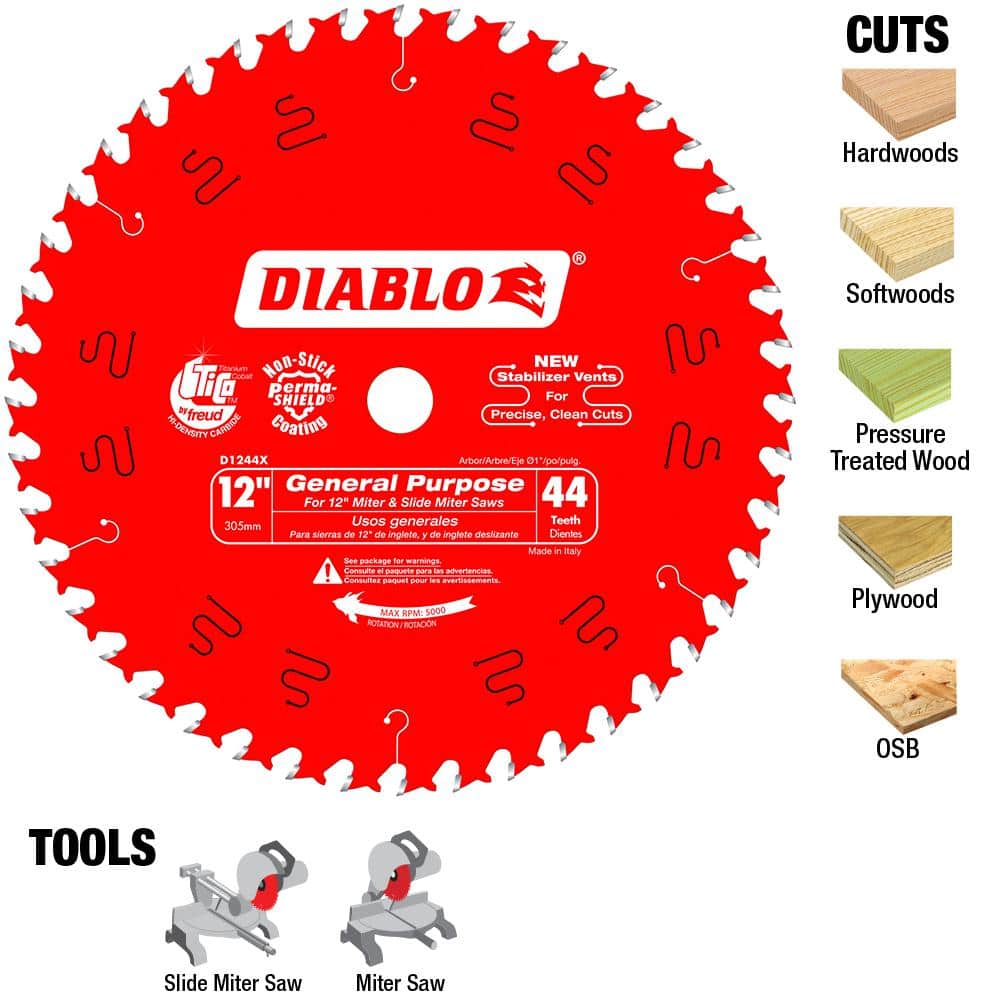 DIABLO 12 in. x 44-Tooth General Purpose Circular Saw Blade Value Pack (2-Pack)
