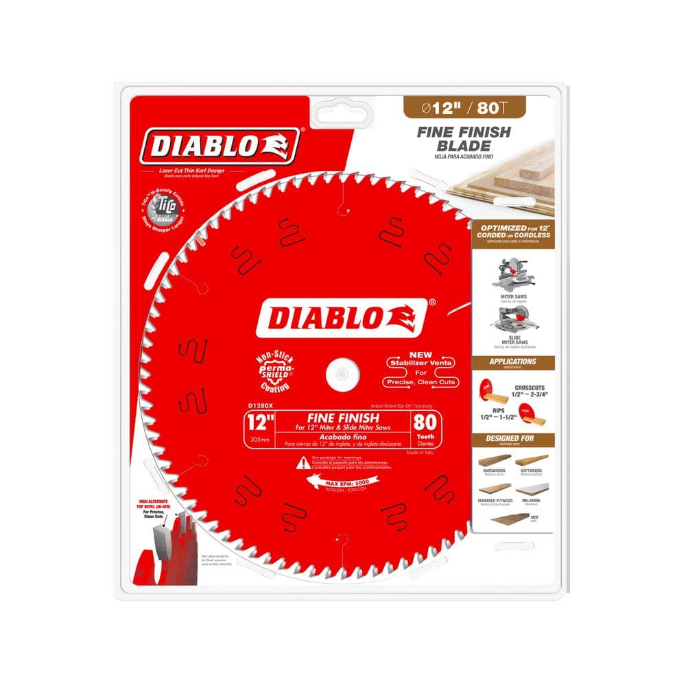DIABLO 12in. x 80-Tooth Fine Finish Saw Blade for Wood