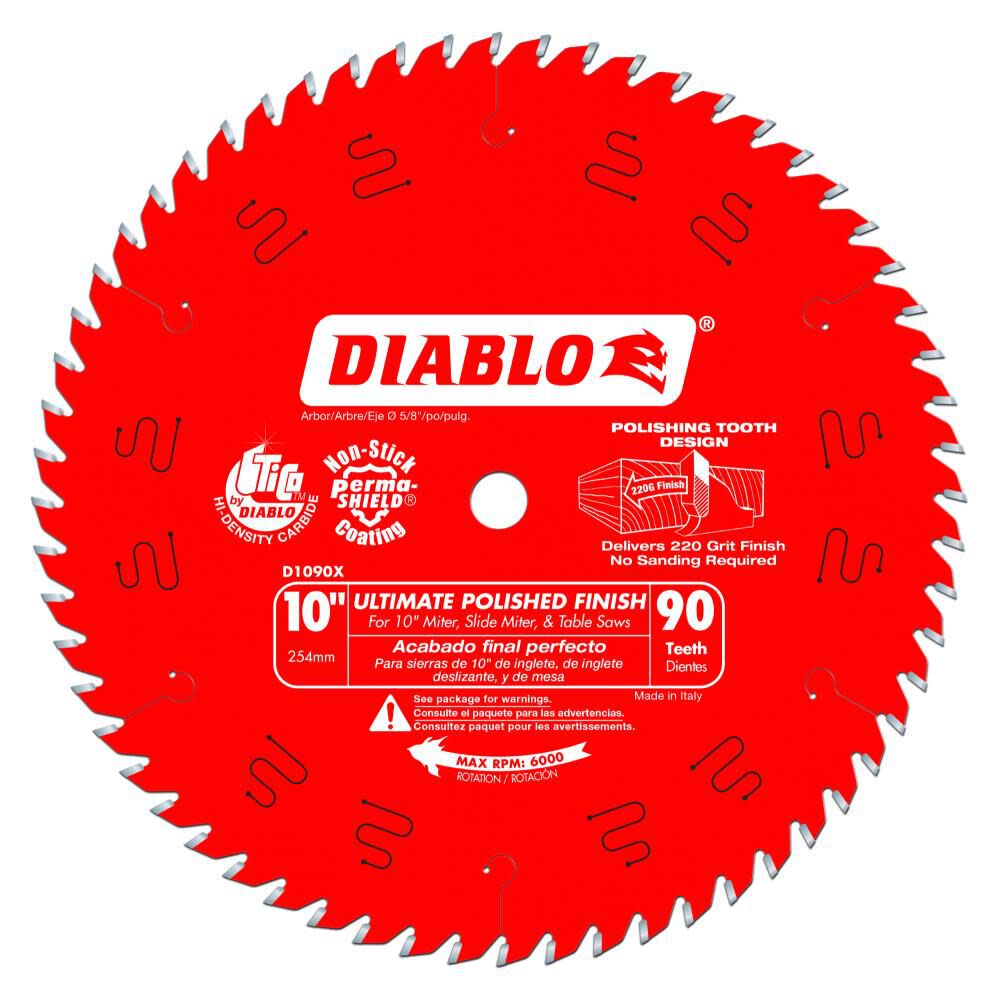 Diablo Ultimate Polished Finish Saw Blade 10" 90 Teeth