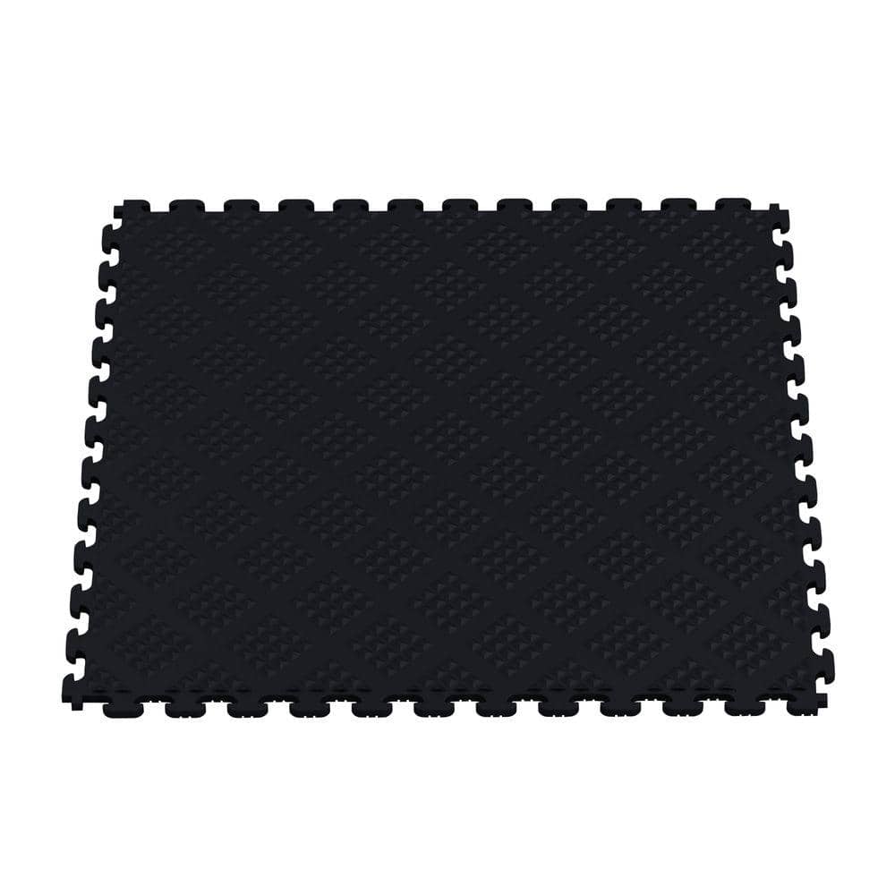 Norsk Multi-Purpose Black 18.3 in. x 18.3 in. x 0.25 in. PVC Garage Flooring Tile with Raised Diamond Pattern (6-Pieces, 13.95 sq. ft.)