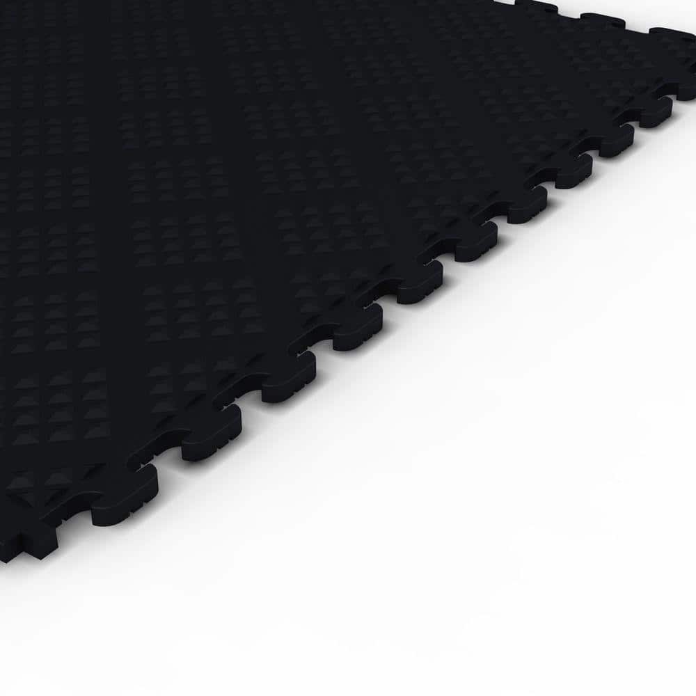 Norsk Multi-Purpose Black 18.3 in. x 18.3 in. x 0.25 in. PVC Garage Flooring Tile with Raised Diamond Pattern (6-Pieces, 13.95 sq. ft.)