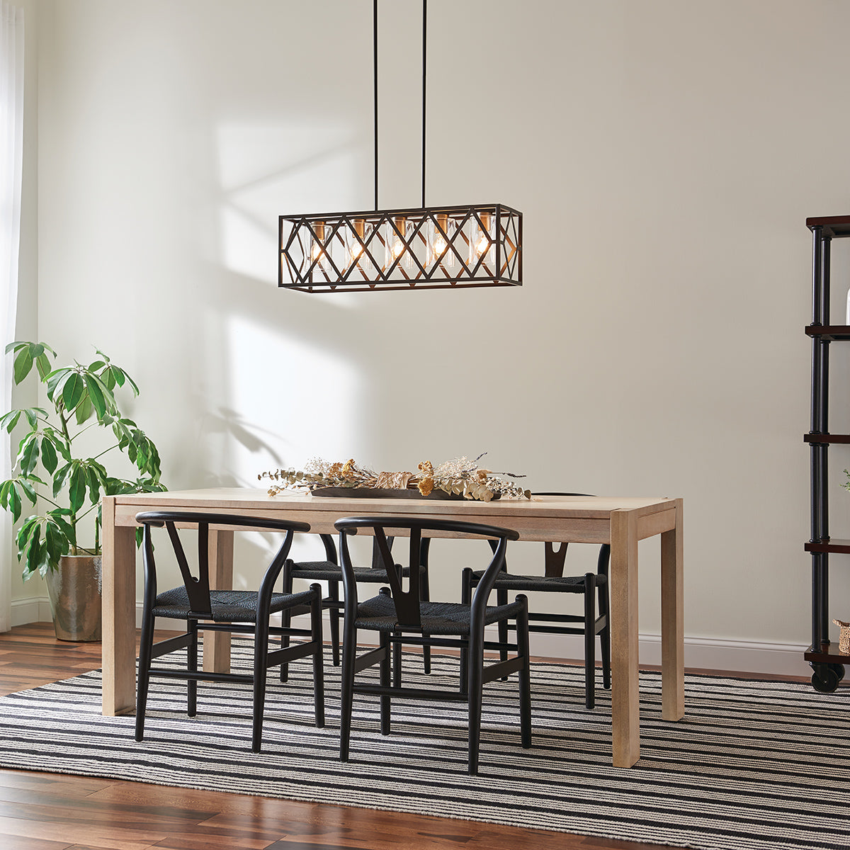 Kichler Solander Olde Bronze Transitional Clear Glass 5-Light Linear Pendant (31.94" L x 10" W x 10.75" H)