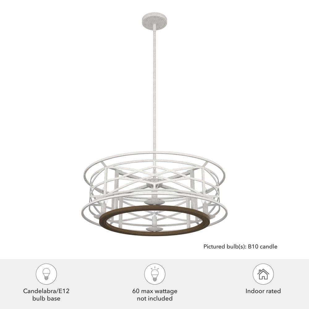 Hunter Langwood 4-Light Distressed White Candlestick Chandelier Dining Room Light